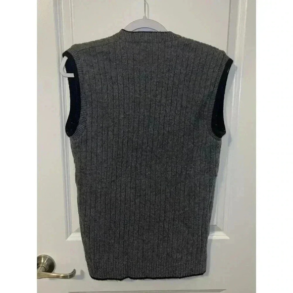 Gaudy Knitwears Angora V-Neck Sweater Vest Mens 40 Gray/Black Vintage - Picture 3 of 3